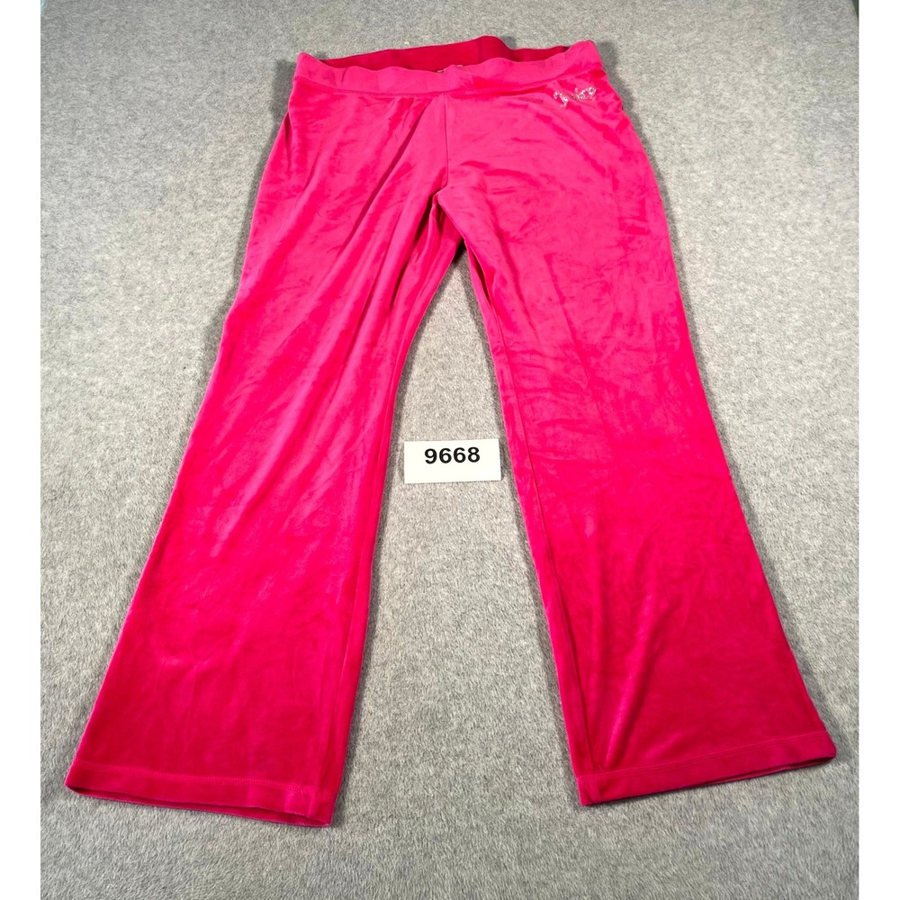 Juicy Couture Velour Lounge Pants Womens Large Pink Stretch‎ Straight Leg Casual